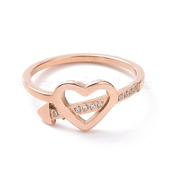 Crystal Rhinestone Heart with Arrow Finger Ring&nbsp;RJEW-D120-18RG