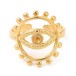 Ion Plating(IP) 201 Stainless Steel Open Cuff Ring Rhinestone Settings&nbsp;RJEW-E063-40G