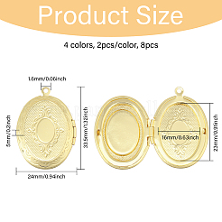 8Pcs 4 Colors Brass Locket Pendants&nbsp;KK-CA0002-85