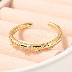Brass Micro Pave Cubic Zirconia Cuff Finger Rings for Women&nbsp;RJEW-C115-01G-01