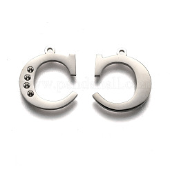 Tarnish Resistant 304 Stainless Steel Letter Pendant Rhinestone Settings&nbsp;STAS-Y006-61P-C
