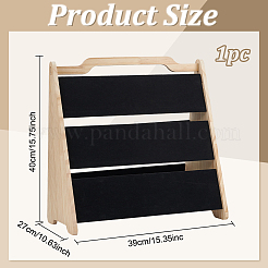 3-Tier Pinewood Necklace Organizer Tower Display Stands with Black Velvet Mat&nbsp;ODIS-WH0609-009