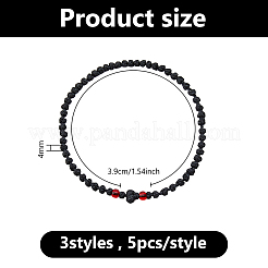 15Pcs 3 Colors Adjustable Polyester Braided Bead Bracelets&nbsp;BJEW-DC0001-11