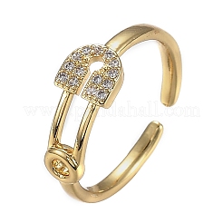 Adjustable Brass Micro Pave Clear Cubic Zirconia Cuff Rings&nbsp;ZIRC-Z002-06G