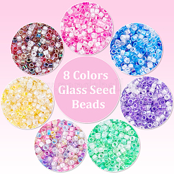 7 Sets 7 Colors Transparent Colours Luster & Rainbow Glass Seed Beads&nbsp;GLAA-PH0003-80