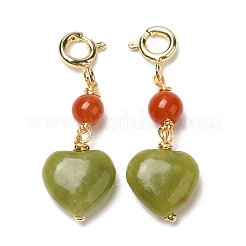Natural Agate Heart Pendant Decorations&nbsp;AJEW-P108-11G