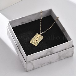 304 Stainless Steel Rectangle Snake Pendant Satellite Chain Necklace for Women&nbsp;LS-NJEW-F332-01G