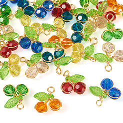 28Pcs 7 Colors Trabsparent Glass Pendants&nbsp;PALLOY-TAC0187