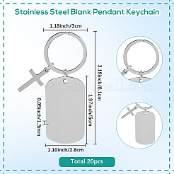 20Pcs 201 Stainless Steel Blank Pendant Keychain&nbsp;KEYC-SC0001-62B
