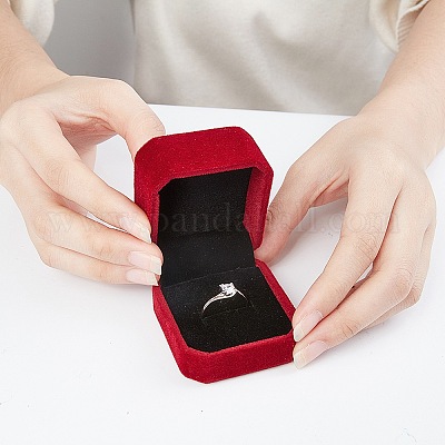 Square Velvet Ring Boxes&nbsp;VBOX-WH0002-01B-1