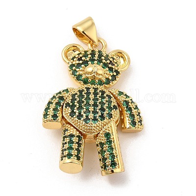 Brass Micro Pave Cubic Zirconia Pendants&nbsp;KK-E077-01G-01-1