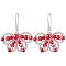 Butterfly Brass Dangle Earrings, with Glass Beads, Silver, FireBrick, 45x40mm