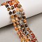 Natural Crazy Agate & Tiger Eye & Red Aventurine & Dyed White Jade & Red Agate Beads Strands, Flat Round, Faceted Coin Beads, with Seed Beads, 6~6.7x4~4.3mm, Hole: 1.1~1.3mm, about 46pcs/strand, 15.16''(38.5cm)