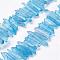 Natural Quartz Crystal Points Beads Strands, Dyed, Nuggets, 15~30x4~8x4~7mm, Hole: 1mm, 8 inch