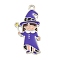 Halloween Theme Alloy Enamel Pendants, Platinum, Witch, 28x14x2mm, Hole: 1.6mm