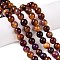 Dyed Natural White Jade Beads Strands, Two Tone, Round, Sienna, 8x8mm, Hole: 0.9mm, about 47~48pcs/strand, 15.16~15.72''(38.5~39.3cm)