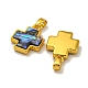 Rack Plating Brass Natural Paua Shell Pendants&nbsp;KK-U025-03G-02-2