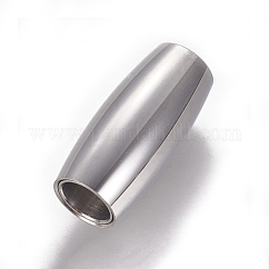 Tarnish Resistant 304 Stainless Steel Magnetic Clasps with Glue-in Ends, Rice, Stainless Steel Color, 21x9.5mm, Hole: 6mm