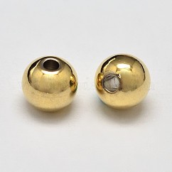 Rack Plating Brass Round Spacer Beads, Cadmium Free & Lead Free, Real 18K Gold Plated, 4mm, Hole: 1.5mm