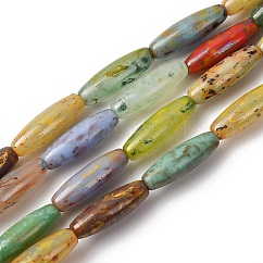 Handmade Lampwork Beads, Rice, Mixed Color, 11.5x4mm, Hole: 1mm, about 35pcs/strand, 16.14''(41cm)