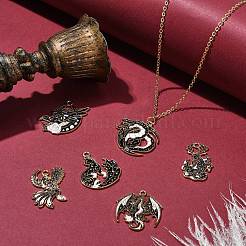 30Pcs 6 Styles Golden Plated Alloy Enamel Pendants&nbsp;ENAM-CJ0006-36