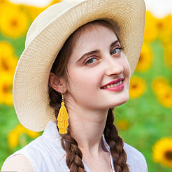 6 Pairs 6 Colors Cotton Triple Layer Tassel Dangle Earrings&nbsp;EJEW-AN0001-64