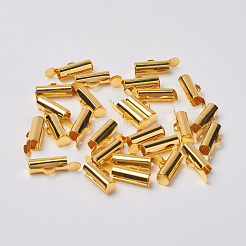 Brass Slide On End Clasp Tubes&nbsp;KK-P031-13G