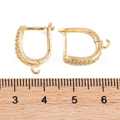 Rack Plating Brass Cubic Zirconia Hoop Earring Findings&nbsp;KK-S374-04G-03