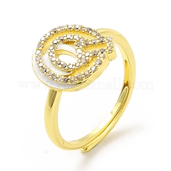 Mixed Color Enamel Initial Letter Adjustable Ring with Clear Cubic Zirconia&nbsp;RJEW-P045-01G-Q