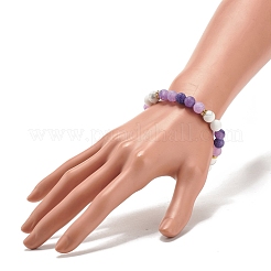 Natural Weathered Agate(Dyed) & Howlite Round Beaded Stretch Bracelet&nbsp;BJEW-JB08087-02