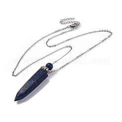 Dyed Natural Lapis Lazuli Bullet Shaped Perfume Bottle Pendant Necklaces&nbsp;G-B089-02P-09