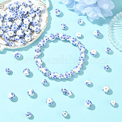 100Pcs 2 Styles Handmade Flower Printed Porcelain Ceramic Beads&nbsp;PORC-LT0001-11