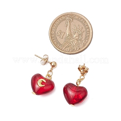 3Pair Brass Glass Dangle Stud Earrings&nbsp;EJEW-JE06403-02
