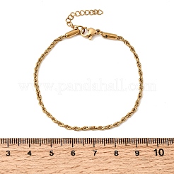304 Stainless Steel Rope Chain Bracelets for Women&nbsp;BJEW-P395-01G