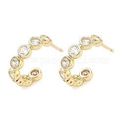 Brass Micro Pave Clear Cubic Zirconia Stud Earrings&nbsp;EJEW-G452-07G