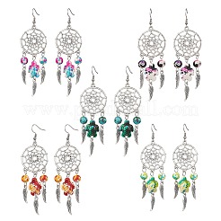 5Pairs 5 Colors Alloy & Synthetic Turquoise Chandelier Earrings&nbsp;EJEW-JE06339-01