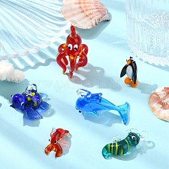 6Pcs 6 Styles Handmade Lampwork Pendants&nbsp;LAMP-CJ0002-69