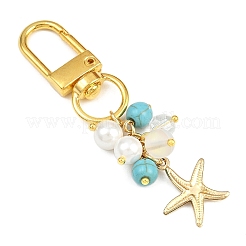 Round Natural White Jade & Lapis Lazuli & Green Aventurine & Synthetic Turquoise & Moonstone Pendant Decorations&nbsp;HJEW-JM04144