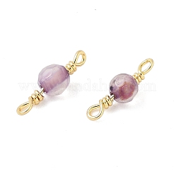 Dyed Natural Agate Faceted Round Connector Charms&nbsp;KK-C097-06G-03