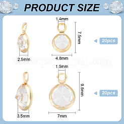 40Pcs 2 Style Brass Micro Pave Cubic Zirconia Pendants&nbsp;KK-BC0013-32