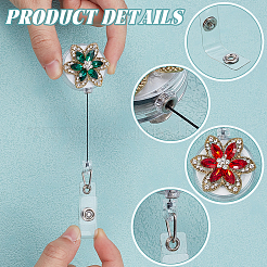 4Pcs Flower Alloy Glass Badge Reel&nbsp;HJEW-NB00302