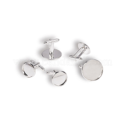 Flat Round Brass Cuff Settings&nbsp;KK-PH0001-14