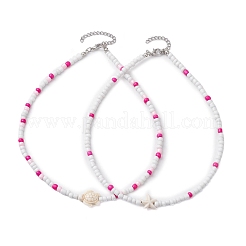 2Pcs Summer Beach Glass Seed Beaded Necklaces&nbsp;NJEW-JN05019