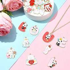 34Pcs 17 Styles Valentine's Day Alloy Enamel Pendants&nbsp;FIND-CJ0002-98