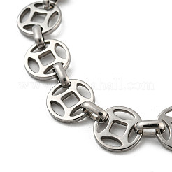 Non-Tarnish 304 Stainless Steel Coin Link Chains Bracelets for Men & Women&nbsp;BJEW-D042-10P