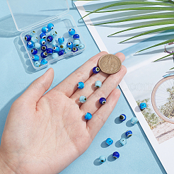 48Pcs 3 Colors Handmade Evil Eye Lampwork Round Beads&nbsp;LAMP-NB0001-85