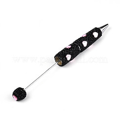 Heart Resin & Polymer Clay Pave Rhinestone Ball-Point Pen&nbsp;AJEW-T013-03D