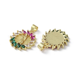 Rack Plating Brass Cubic Zirconia Pendants&nbsp;KK-M272-05G
