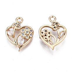 Brass Micro Pave Clear Cubic Zirconia Pendants&nbsp;KK-S359-140-RS
