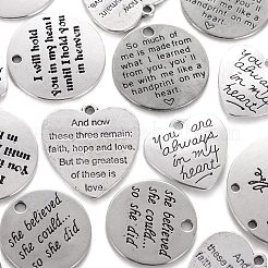 36Pcs 6 Style Tibetan Style Carved Words Alloy Pendants&nbsp;FIND-LS0001-38AS